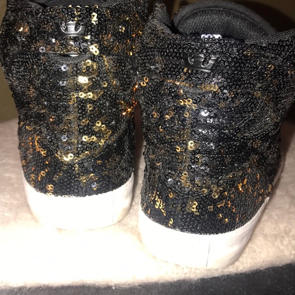Supra black and gold sequin high tops - Picture 5 of 8